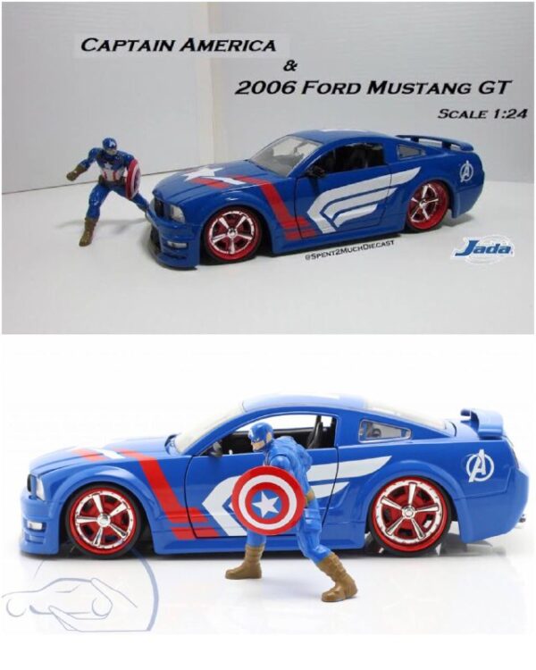ماکت فلزی فورد Mustang GT به همراه فیگور فلزی کاپیتان امریکا - Image 6