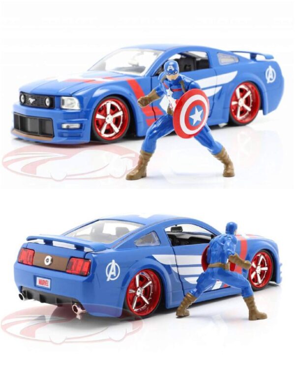 ماکت فلزی فورد Mustang GT به همراه فیگور فلزی کاپیتان امریکا - Image 7