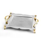 سینی استیل دالبری پایه دار بزرگ طلایی –B3168G