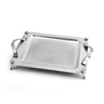 سینی استیل مستطیل پایه دار کوچک کروم B1268C