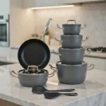 سرویس فورج ۱۳ پارچه گرانیتی تیارا مدل Artia رنگ طوسی